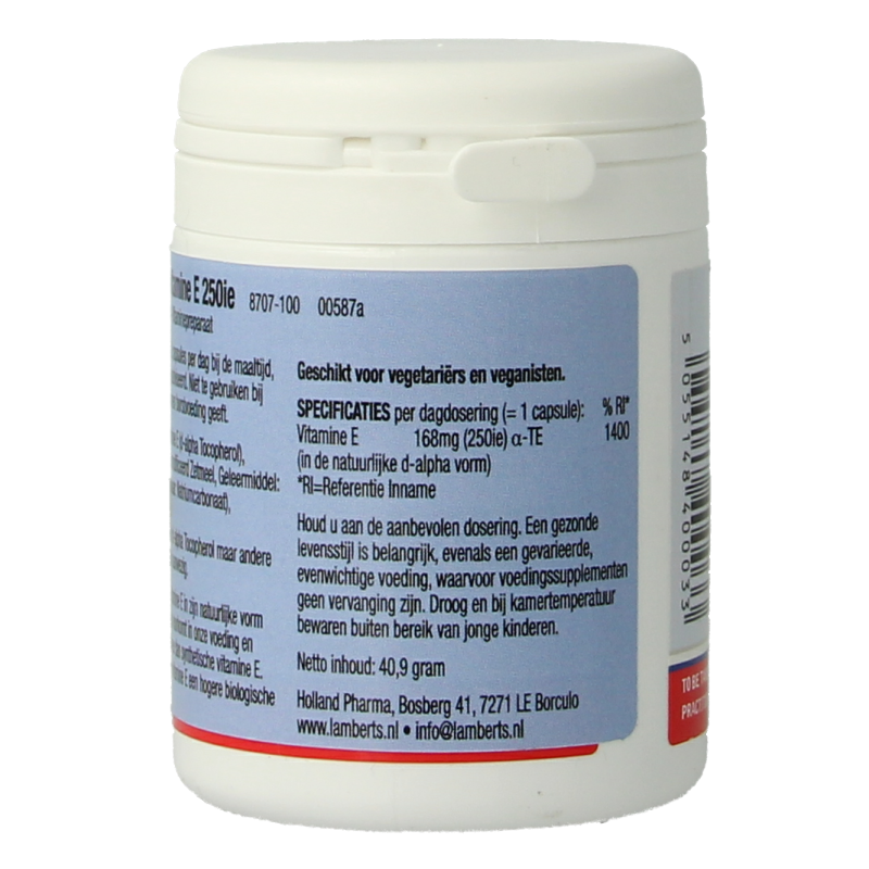 Lamberts Vitamine E 250IE natuurlijk 100 Vegetarische capsules