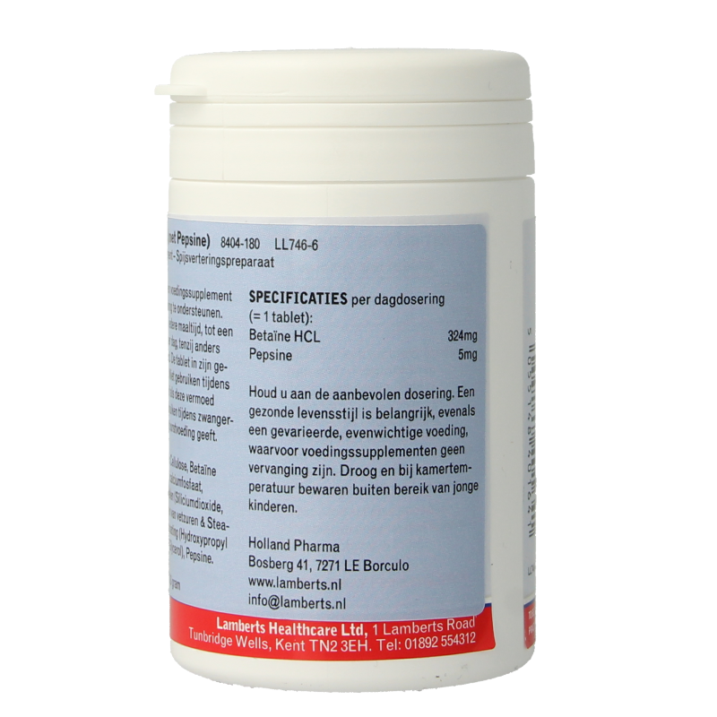 Lamberts Betaine HCL 324mg/Pepsine 5mg 180 Tabletten