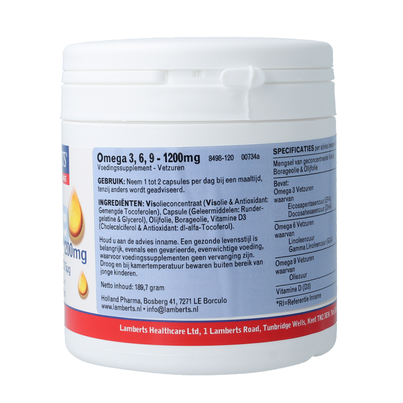 Lamberts Visolie Omega 3 6 9 120 Capsules