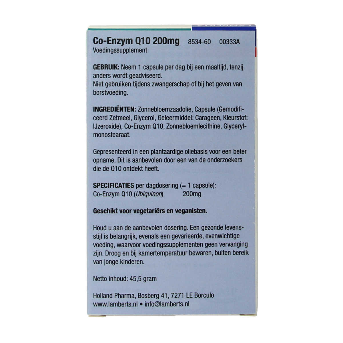 Lamberts Co enzym Q10 200mg 60.00 Vegetarische capsules
