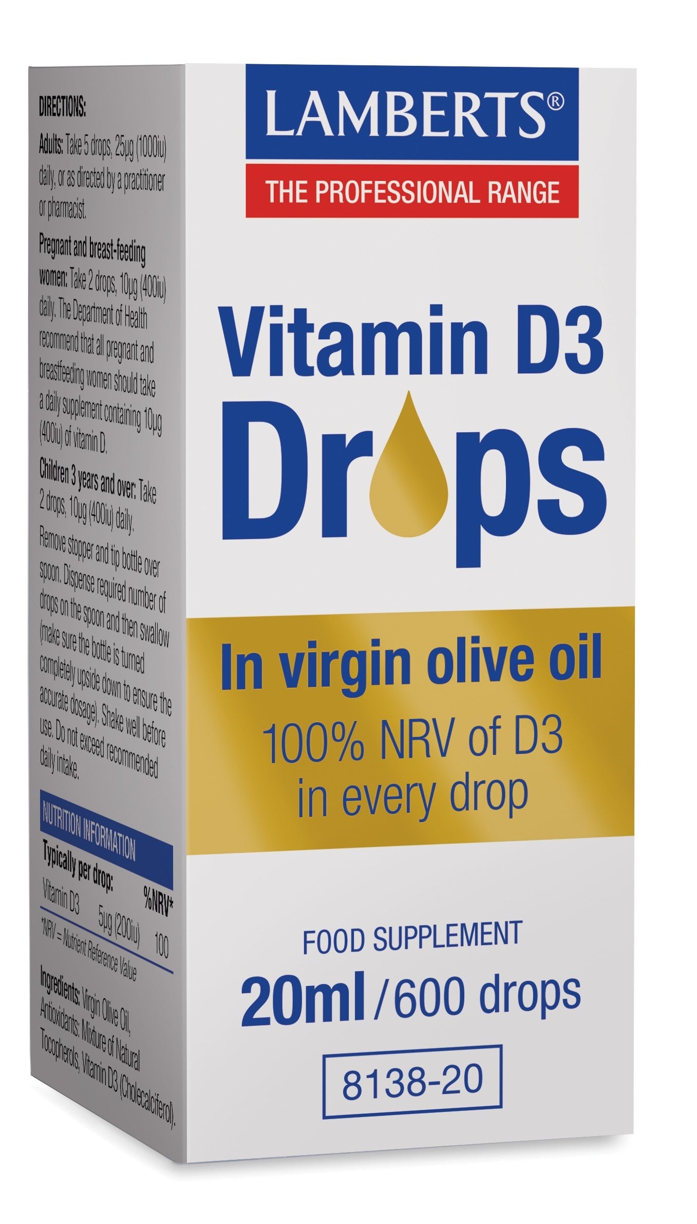 Lamberts Vitamine D3 druppels 20.00 Milliliter
