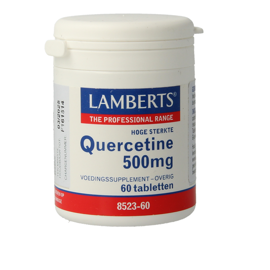 Lamberts Quercetine 500mg herbal supplement bottles with 60 tablets, natural herbal remedy in a white container