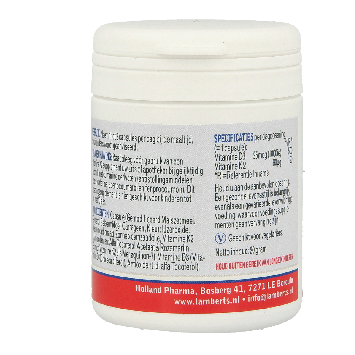 Lamberts Vitamine D3 1000IE en K2 90mcg 60.00 Capsules