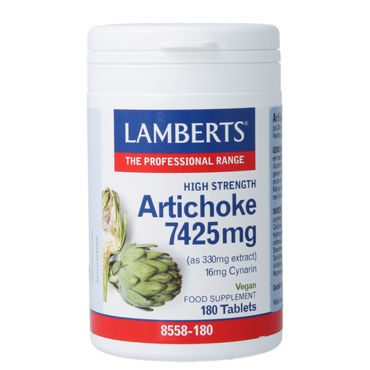Lamberts Artisjok extract in a bottle of 180 tablets, herbal supplement, natural health product, green and white packaging