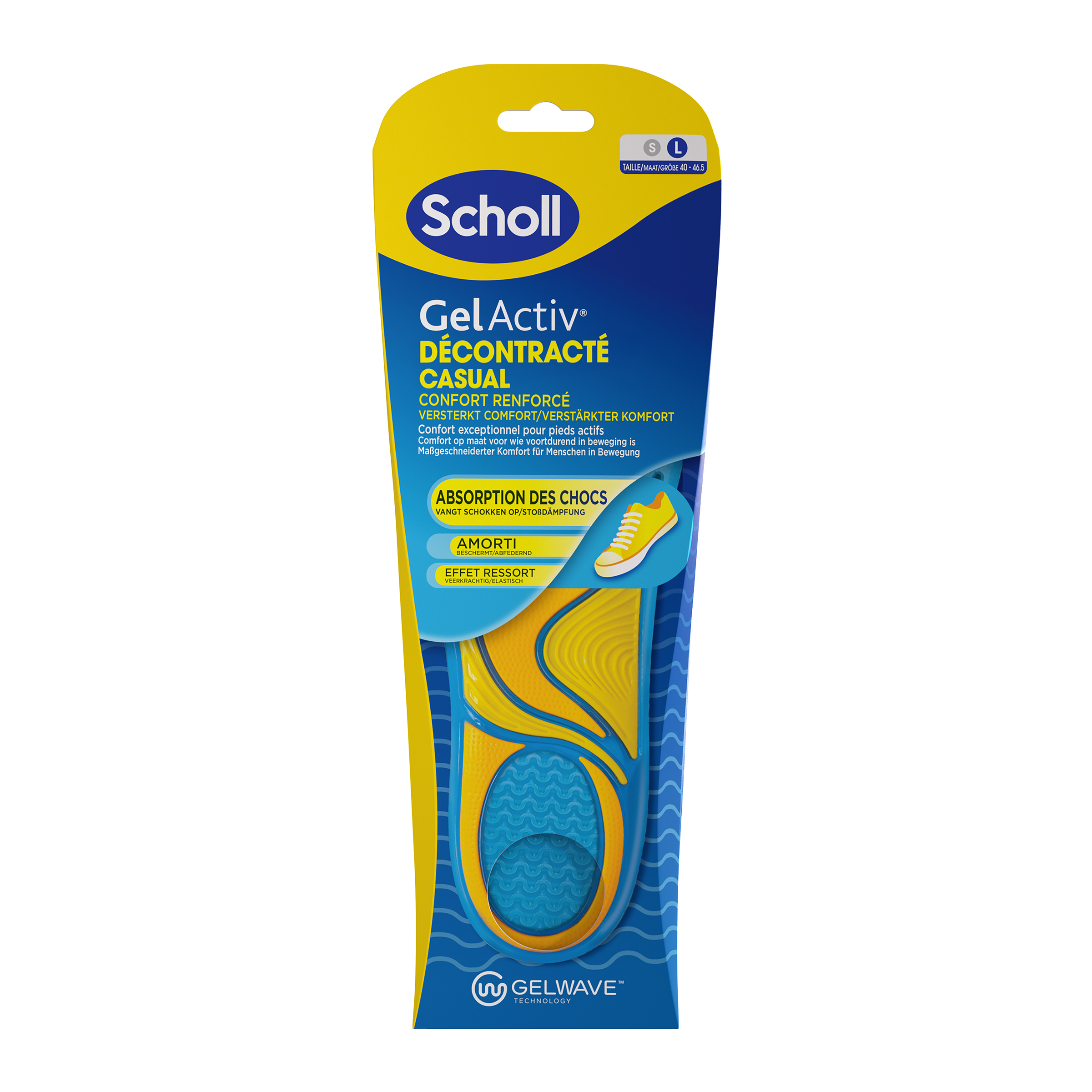 Scholl Casual gel active inlegzolen maat L 40-46.5 1.00 Paar