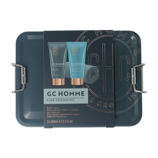 The Luxury Bathing Co Groom & Go set with body, hair, and beard wash in a sleek black and white packaging, 1.00 set.