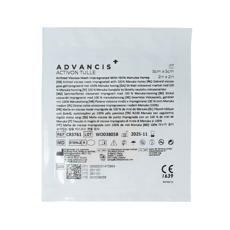 Advancis Activon manuka gaasverband 5 x 5 1 Stuks