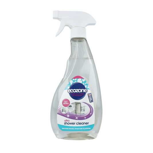 EcoZone douche en kraan reiniger in 500ml bottle, cleaning product for bathroom fixtures and taps, eco-friendly cleaning solution.