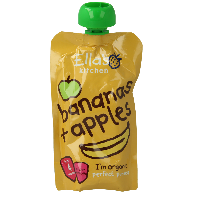Ella's Kitchen Bananas & apples 4 maand knijpzak bio 120 Gram