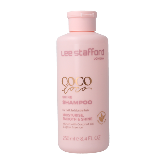 Lee Stafford Coco Loco & Agave Shine Shampoo 250ml for nourishing hair care with natural coconut and agave extracts.