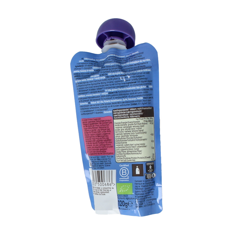 Ella's Kitchen Blueberries apples & bananas & vanille 4+ mnd bio 120 Gram