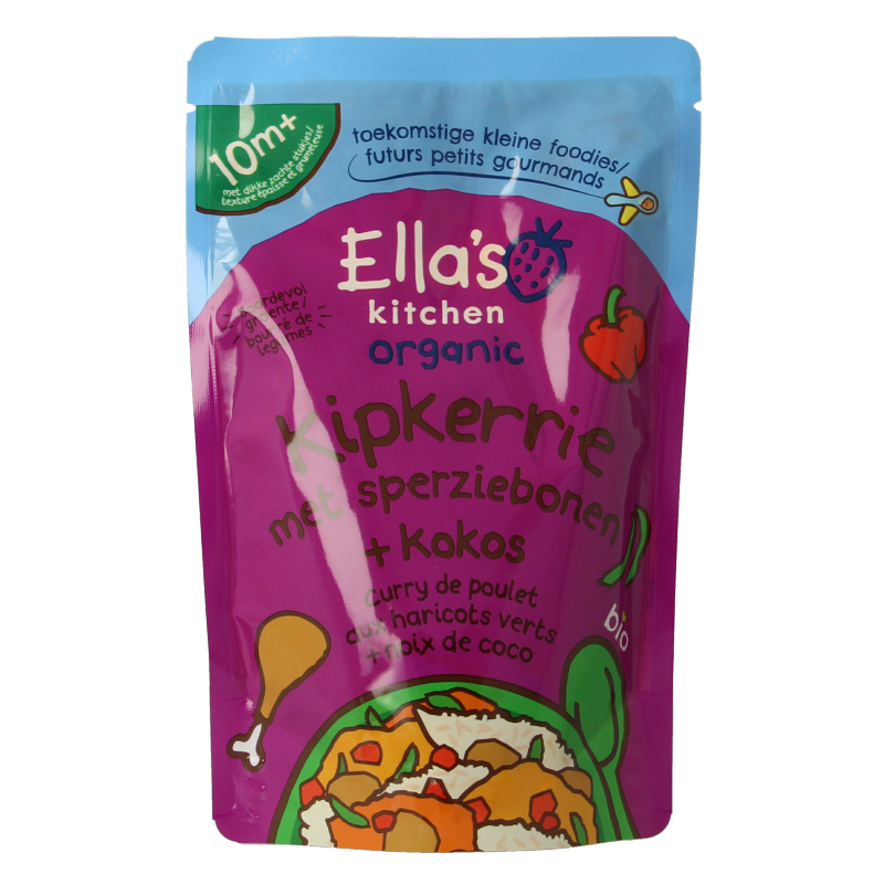 Ella's Kitchen Kipkerrie sperzieboon kokos 10+ maanden bio 190 Gram