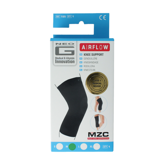 Neo G Airflow knee support brace in size M, designed for comfortable knee stabilization and support.