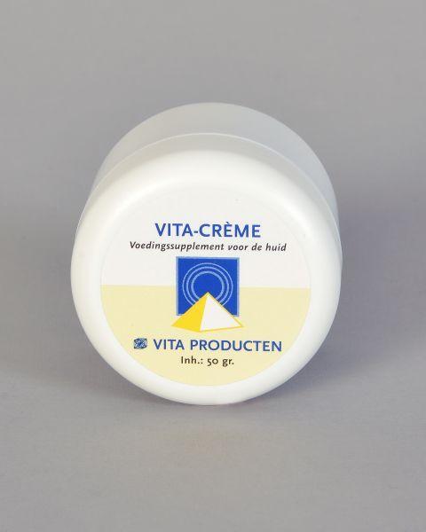 Vita Creme body care product in 50g container, featuring creamy texture and branding, suitable for skincare routines.