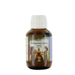 Holisan Rumaspyro taila 100ml bottle for body care, featuring a clear label and a dark brown glass container.