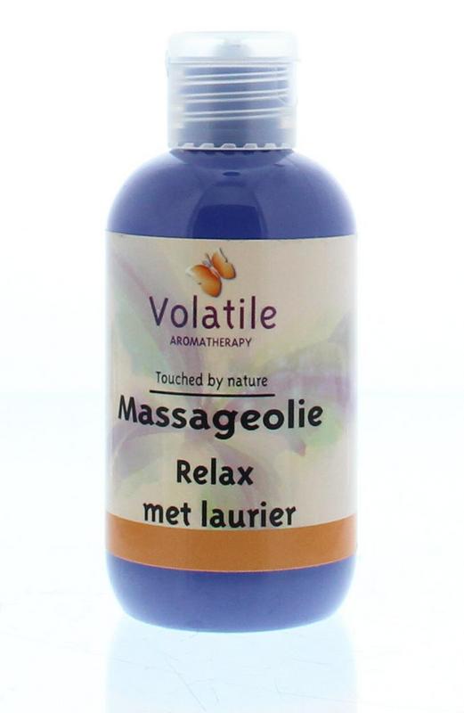 Volatile Relax massage oil 100ml bottle with label, body care product for relaxation and soothing massage.