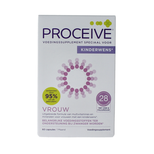 Proceive Kinderwens vrouw multivitamine capsules, 60 count, dietary supplement for women trying to conceive