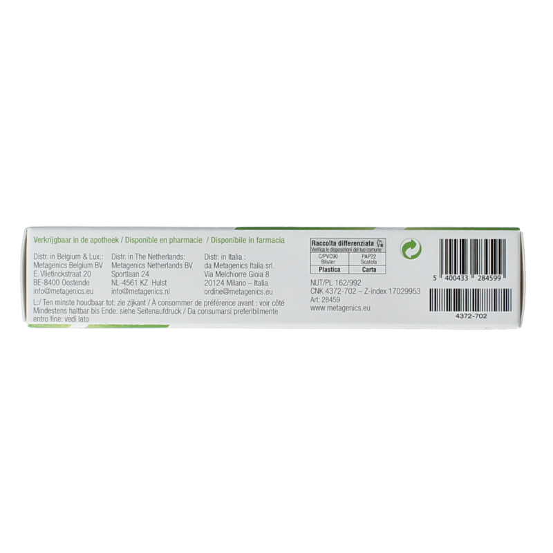 Metagenics Vitamin K2 tablets, 56 count, showing the supplement packaging and tablets in a natural setting.