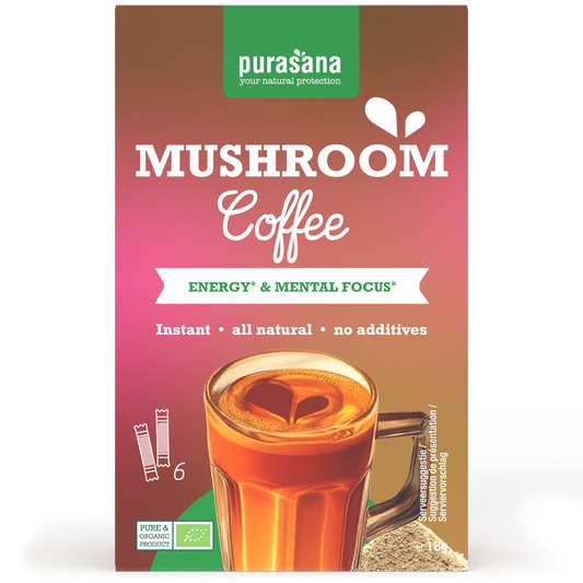 Purasana Instant mushroom coffee 6x3g bio 18 Gram