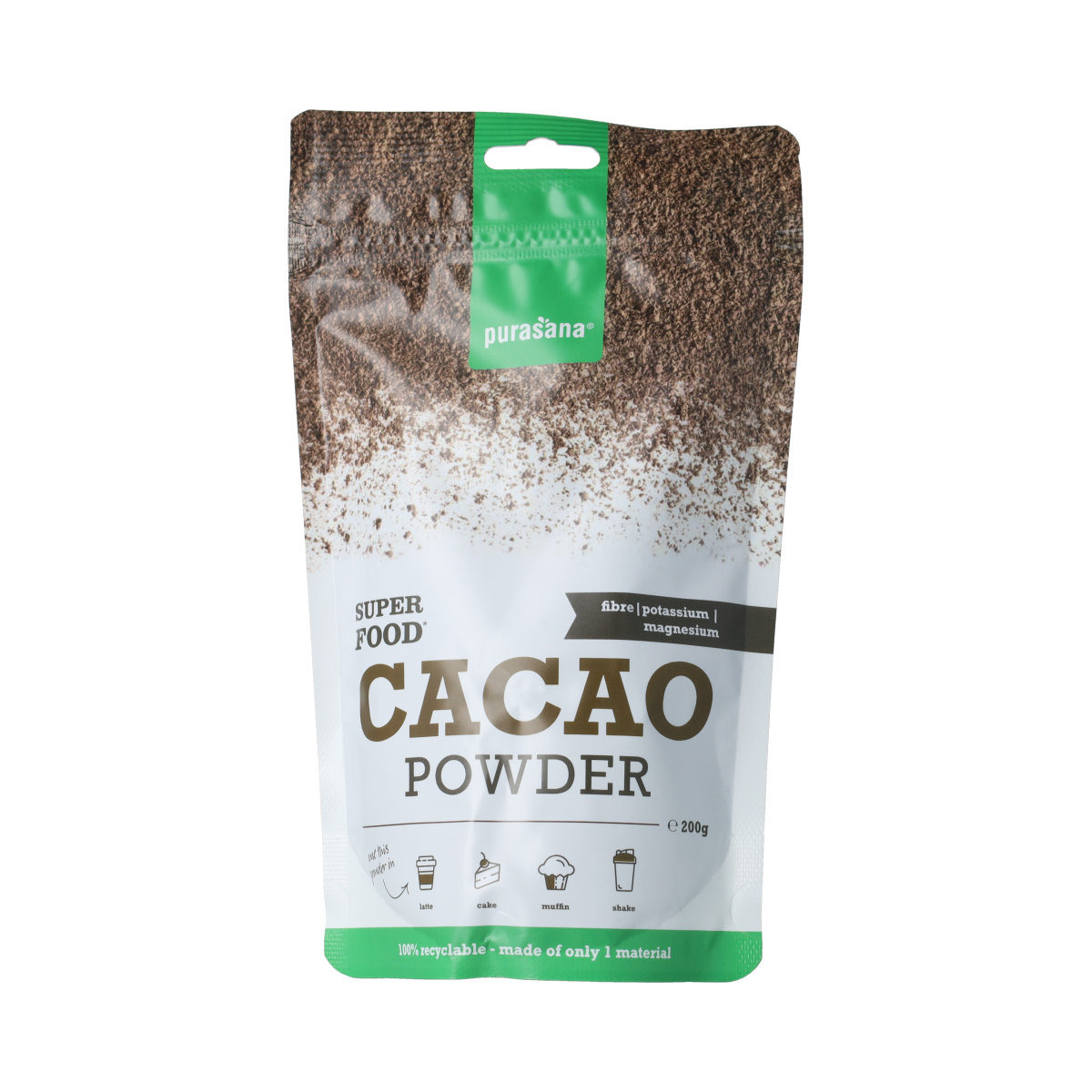Purasana Purasana Vegan cacaopoeder 200.00 Gram
