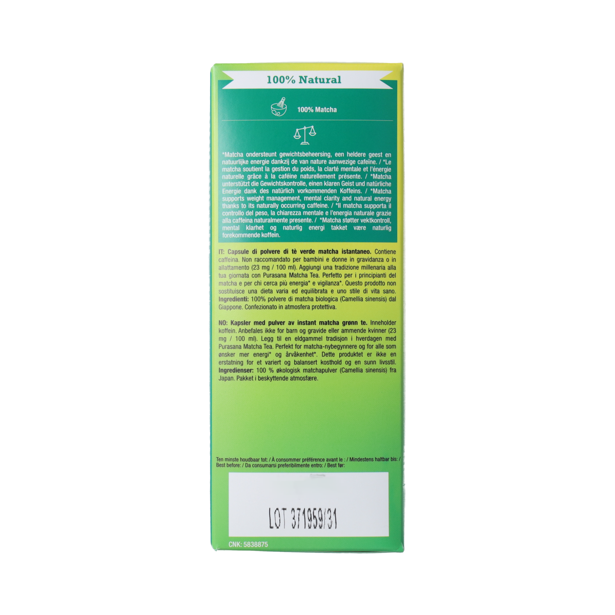 Purasana Instant Matcha Thee Capsules 16x1g bio  16.00 Capsules