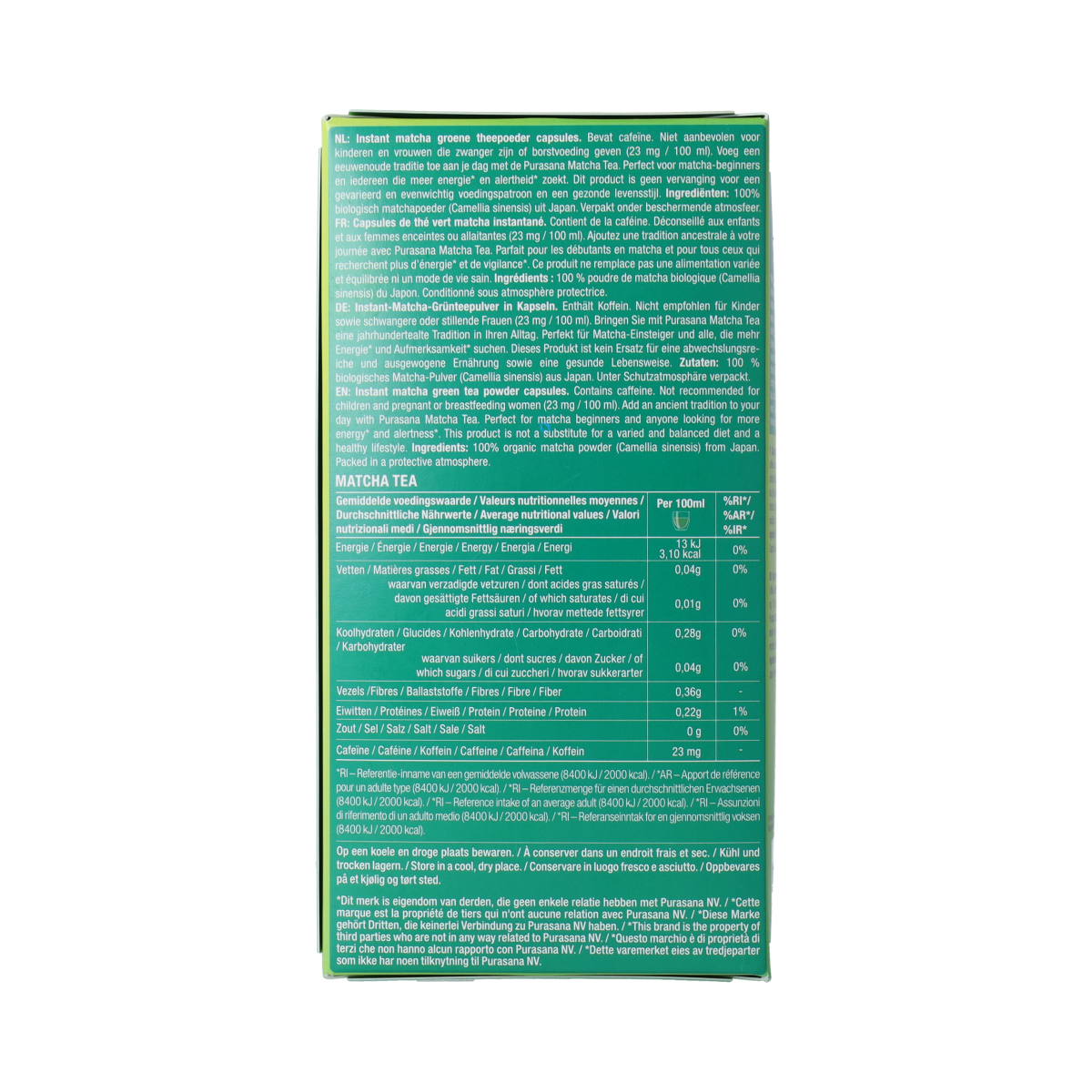 Purasana Instant Matcha Thee Capsules 16x1g bio  16.00 Capsules