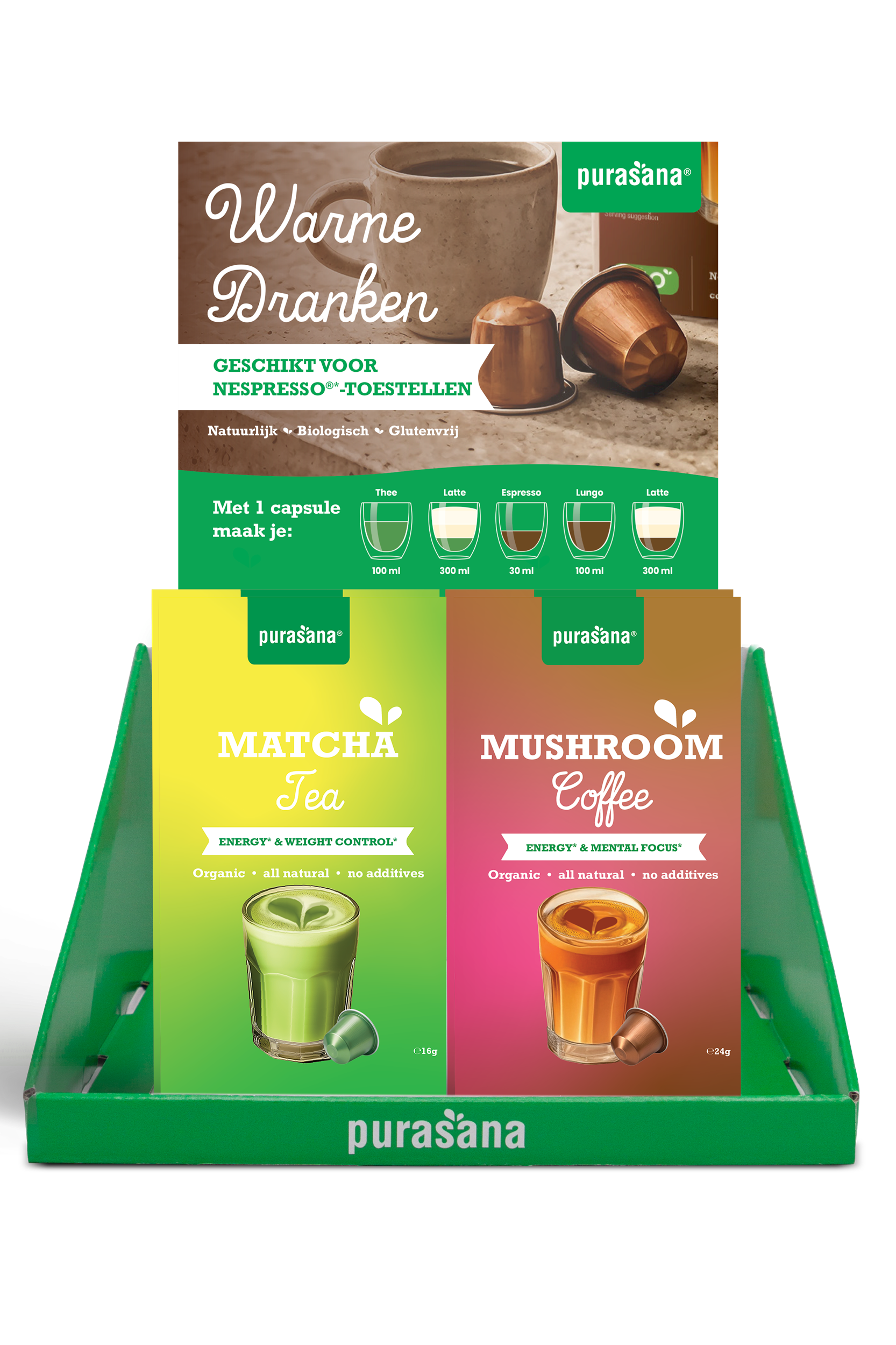 Purasana Display Hot Drinks Nespresso capsules gevuld 0