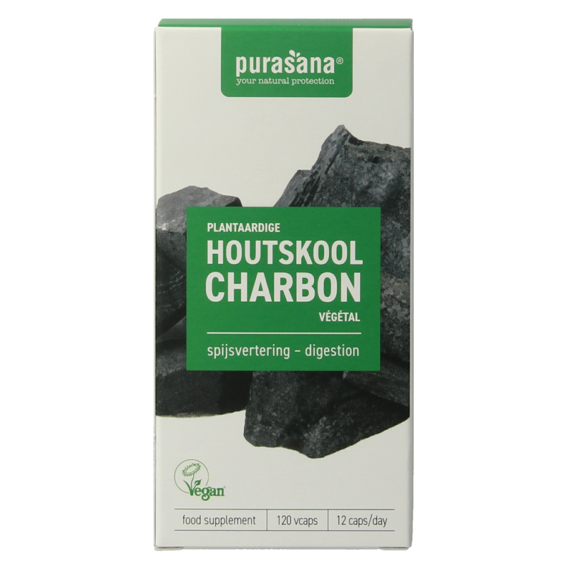 Purasana Plantaardige houtskool vegan 120 Vegetarische capsules