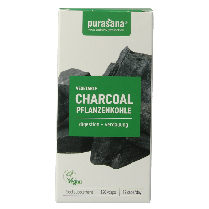 Purasana Plantaardige houtskool vegan 120 Vegetarische capsules
