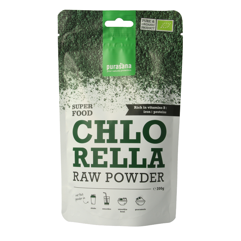 Purasana Chlorella poeder vegan bio 200 Gram