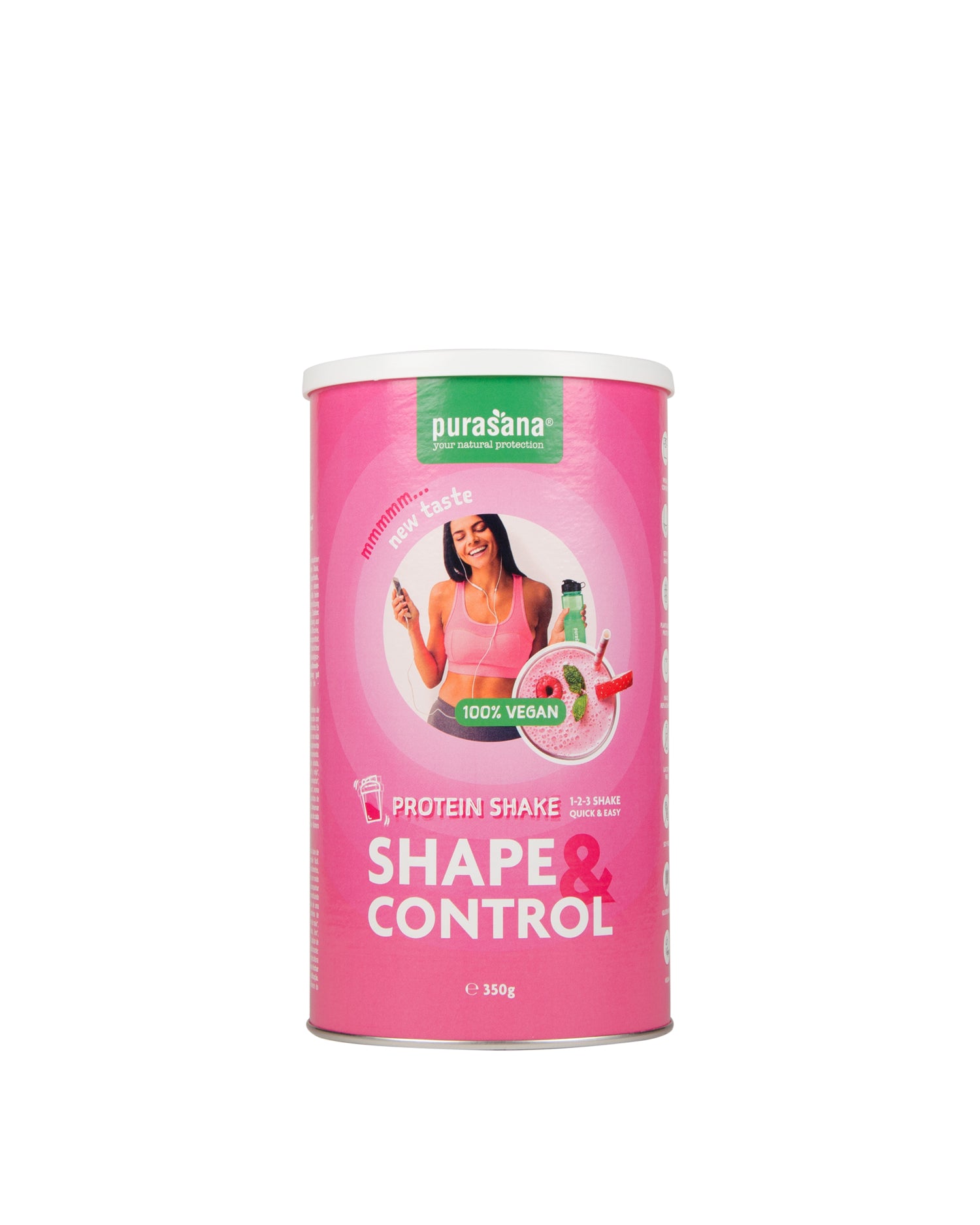 Purasana Shape & control proteine shake aardbei-framboos 350.00 Gram