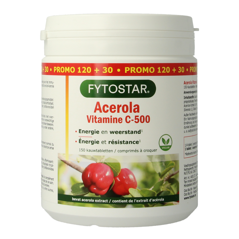 Fytostar Acerola vitamine C 500 kauwtablet 150 Tabletten