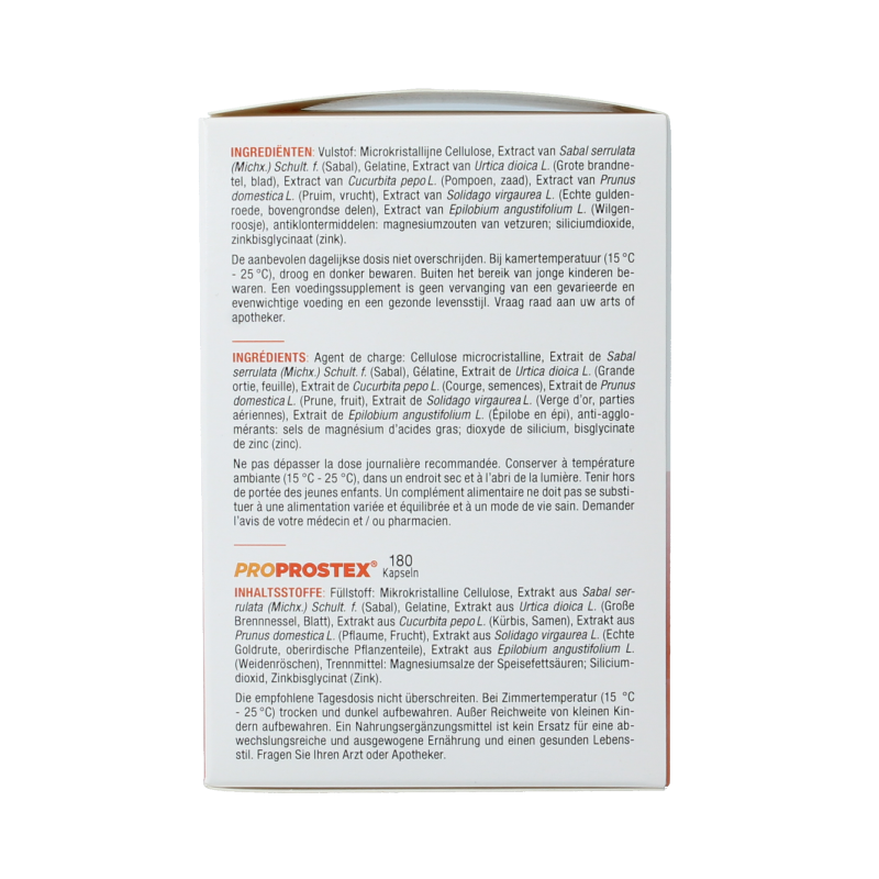 Fytostar Proprostex 180 capsules in a bottle, herbal supplement for prostate health, with label showing capsules and branding.