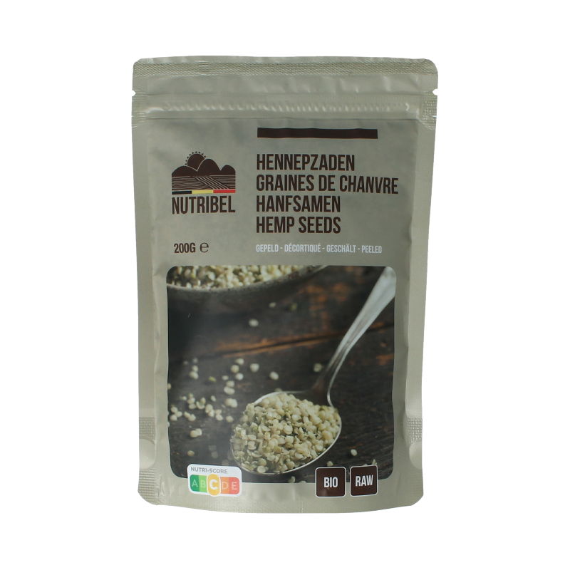 Nutribel Hennepzaad gepeld raw bio 200 Gram
