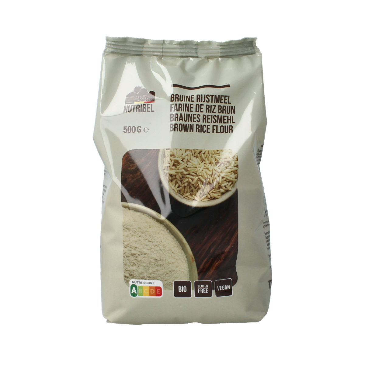 Nutribel Bruine rijstmeel glutenvrij bio 500.00 Gram