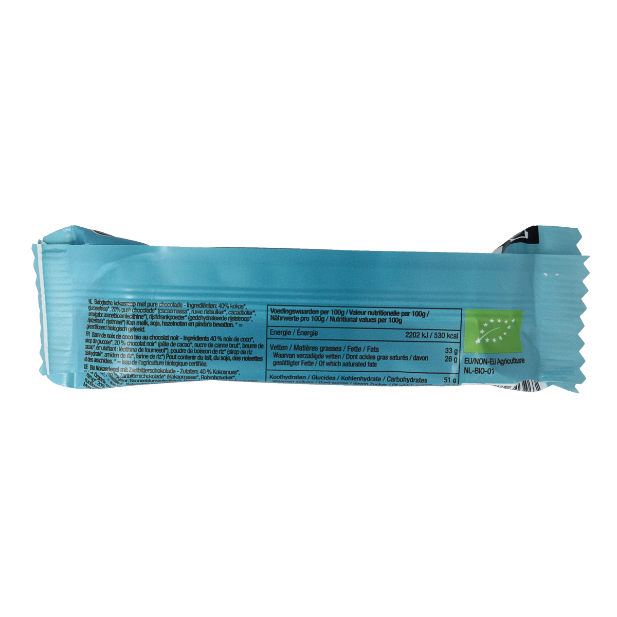 Nutribel Kokosreep met pure chocolade bio 40.00 Gram