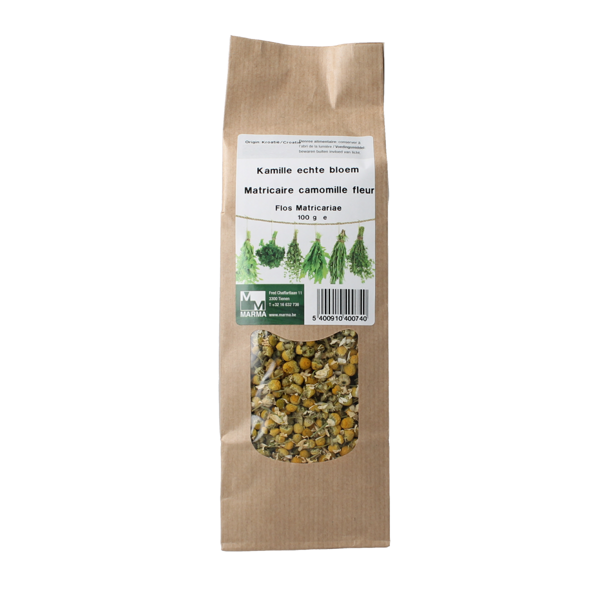 Marma Kamille echte bloem, 100g, dried chamomile flowers for herbal tea and cooking, from Marma kruiden, zout en maaltijdmixen line