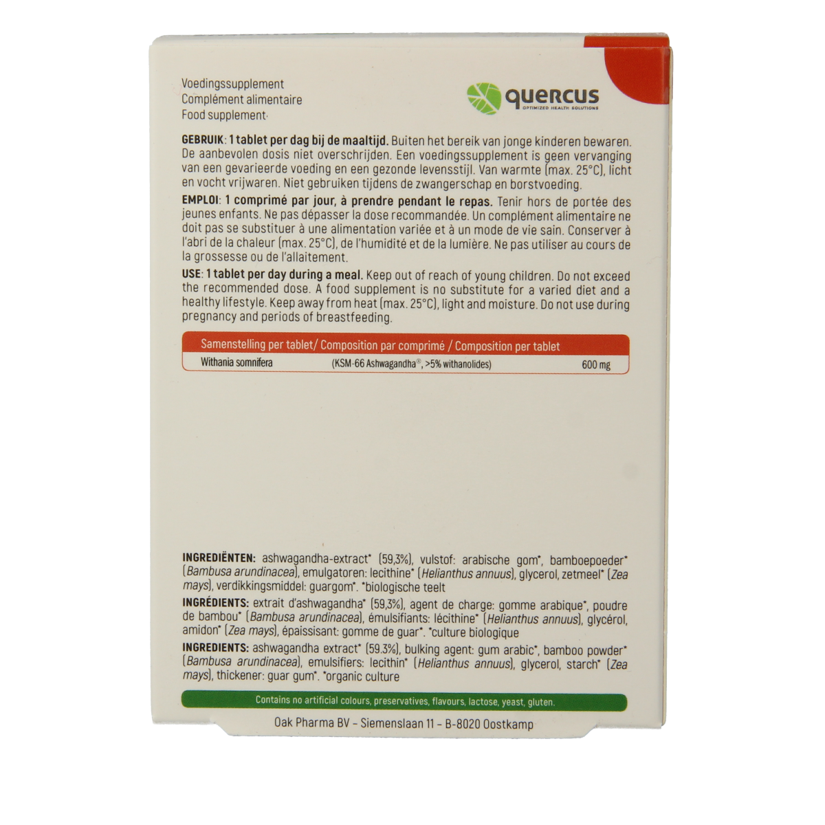 Quercus Ashwagandha bio 60.00 Tabletten