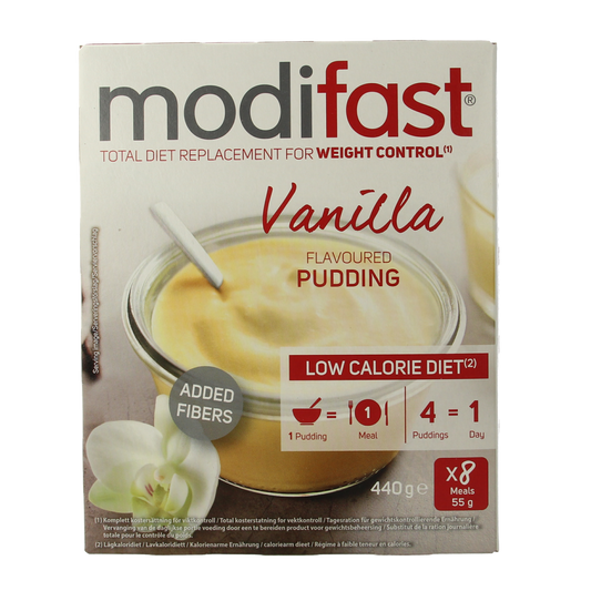 Vanilla Modifast Intensive pudding in 440g container, creamy dessert with smooth vanilla flavor from Modifast brand.