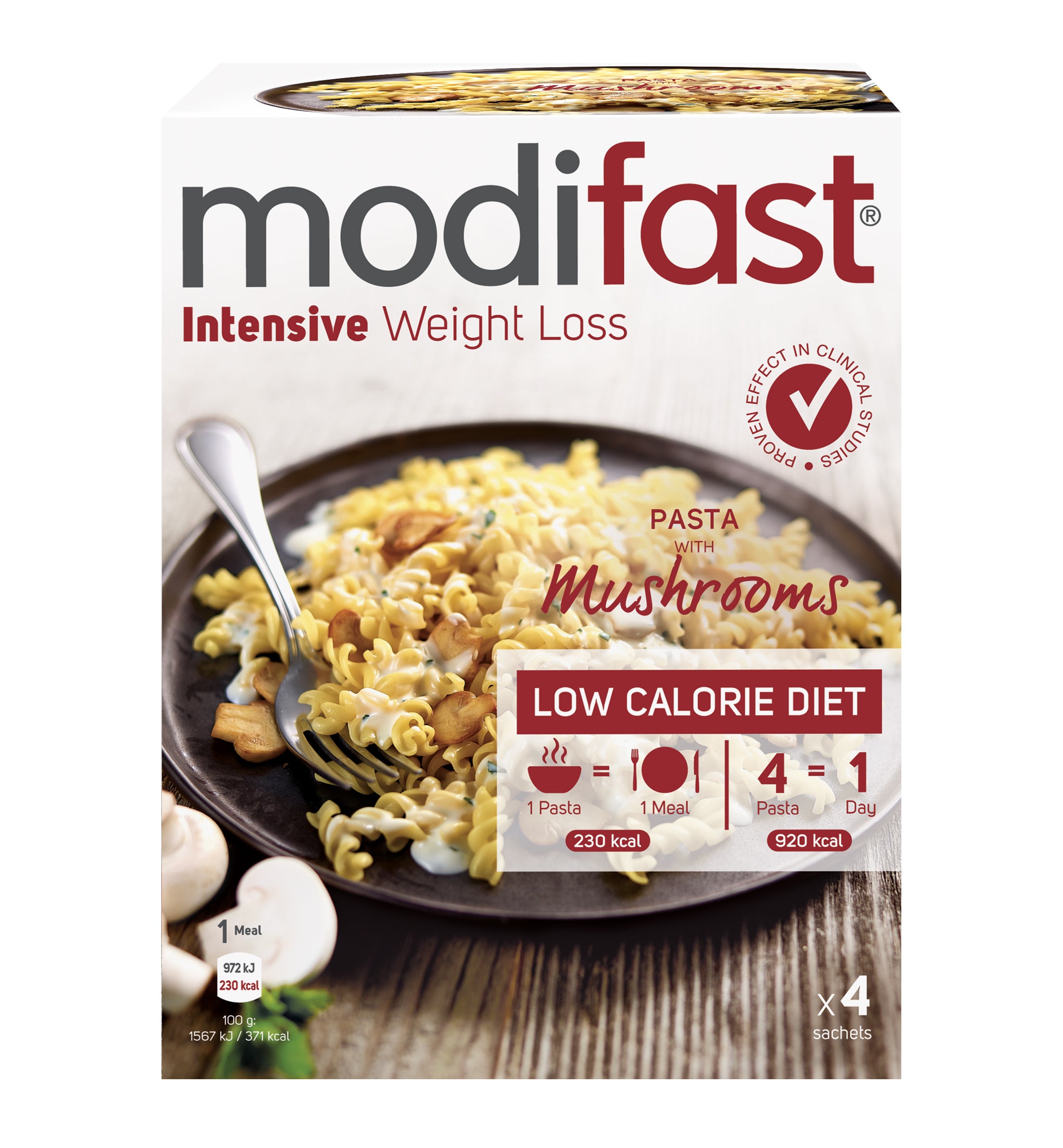 Modifast Intensive pasta with mushrooms in ready-made meal packaging, 276 grams, Kant en Klaar Maaltijden by Modifast