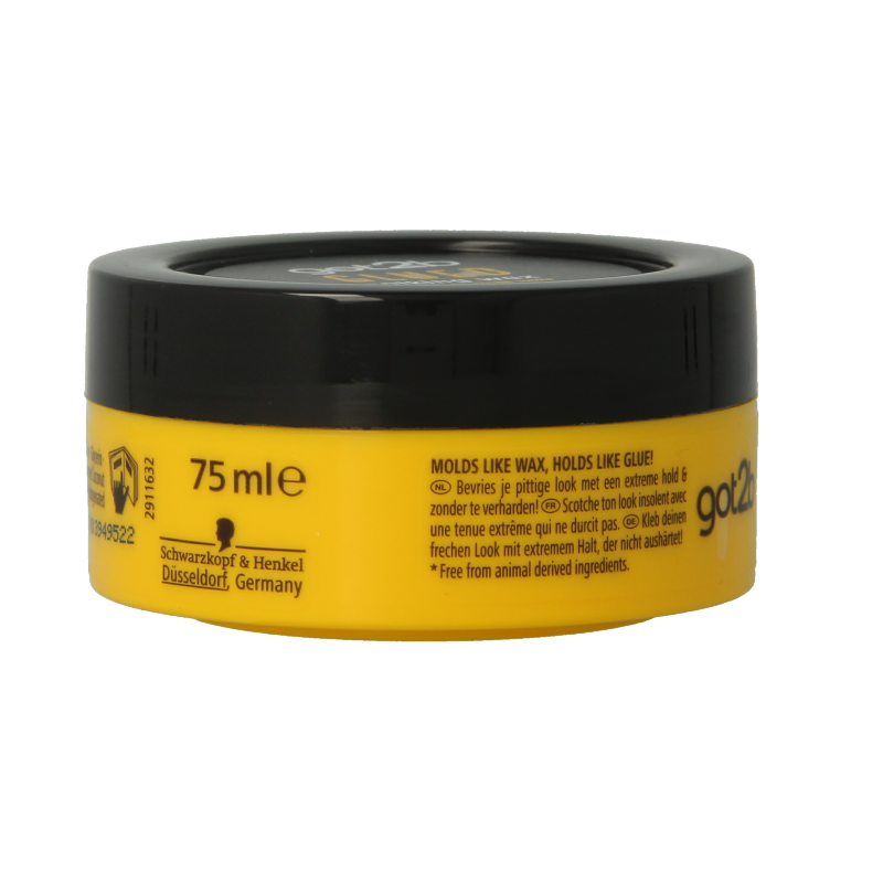Got2b Glued spiking wax in 75ml jar, used for hair styling to create spiky, textured hair looks.