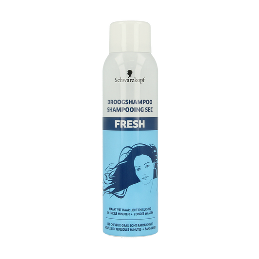 Schwarzkopf droogshampoo fresh in 150ml spray bottle, hair care product for quick refreshment and volume.