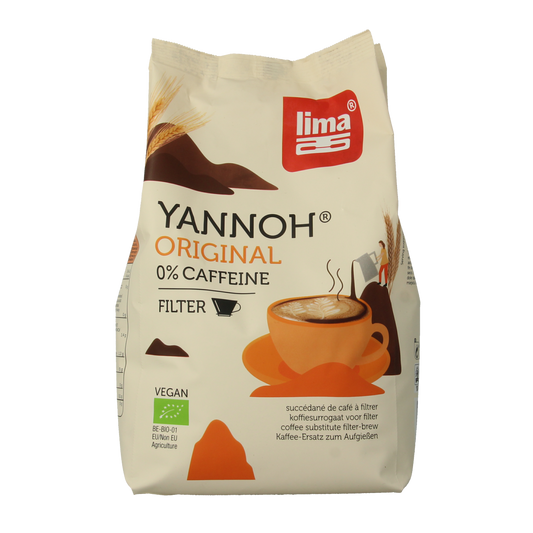 Lima Yannoh Snelfilter organic coffee in 1kg bag, high-quality coffee and tea product with natural beans and packaging.