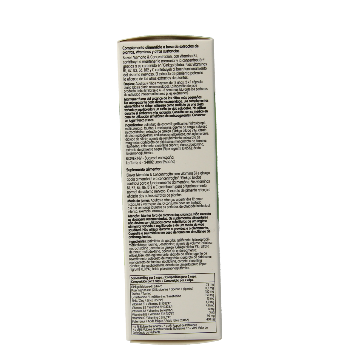 Biover Geheugen & Concentratie herbal supplement capsules, natural herbal preparation for memory and focus support.