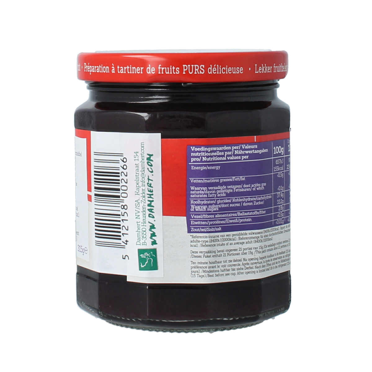 Damhert Puur fruit Besbessen confiture 315.00 Gram