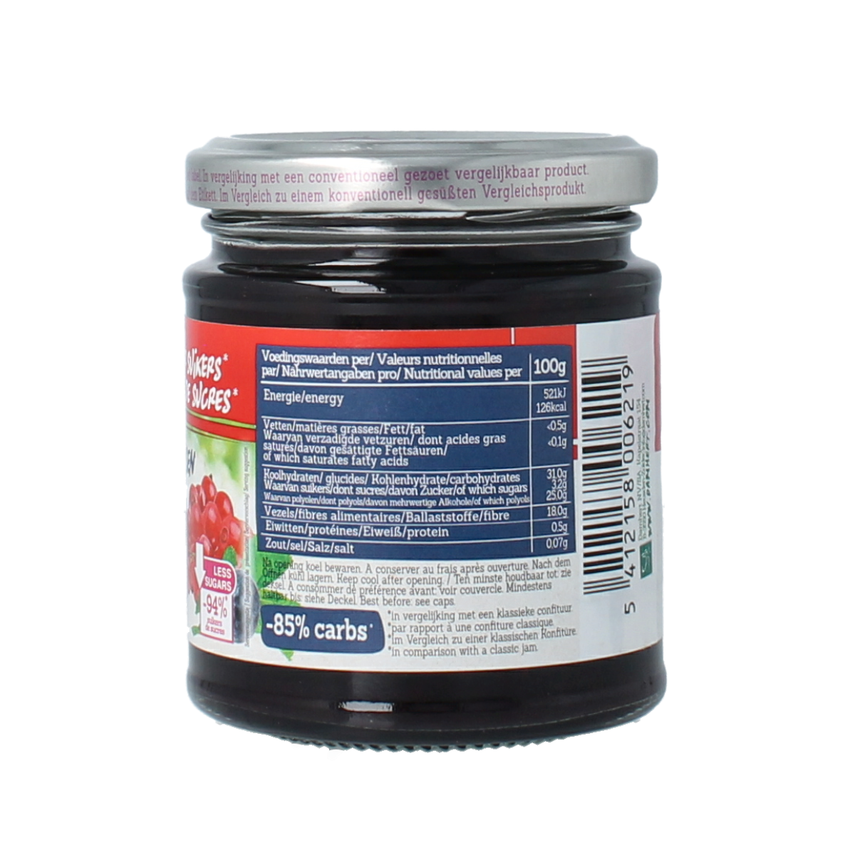 Damhert Confituur bosbes/rode bes low carb 210.00 Gram