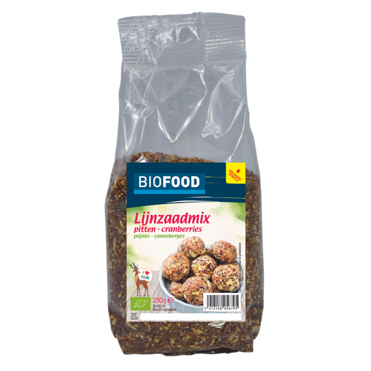 Biofood Lijnzaadmix pitten cranberry bio 250.00 Gram