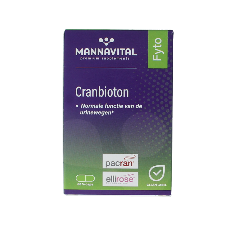 Mannavital Cranbioton 60 capsules herbal supplement bottle with label showing capsules and product details