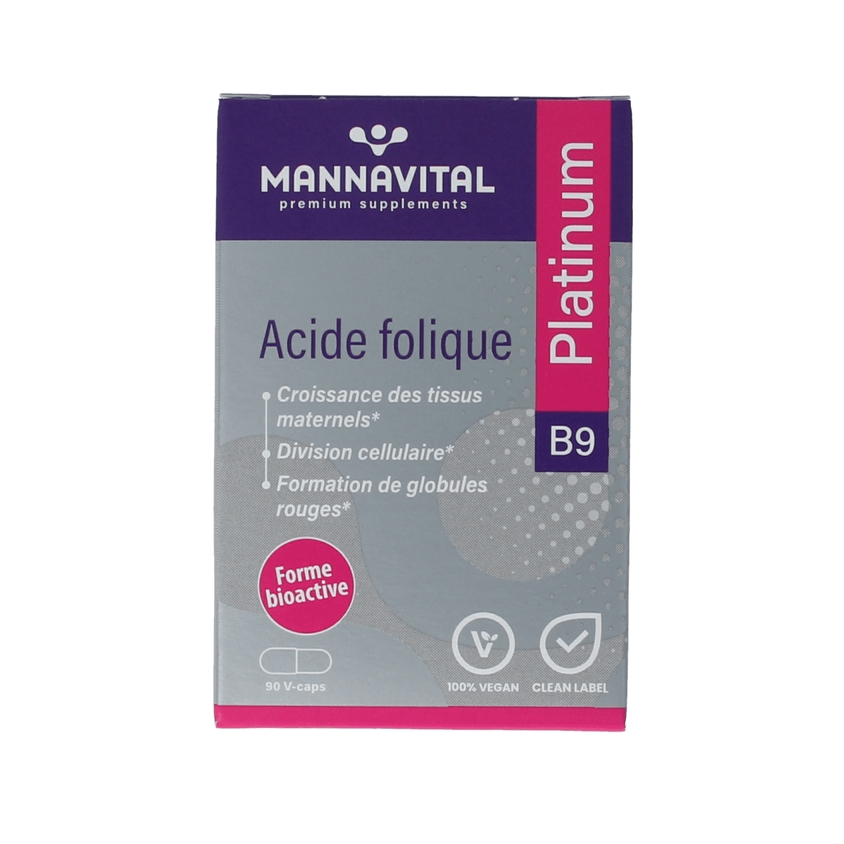 Mannavital Vitamine Enkel 90.00 Vegetarische capsules Mannavital Foliumzuur platinum 90.00 Vegetarische capsules