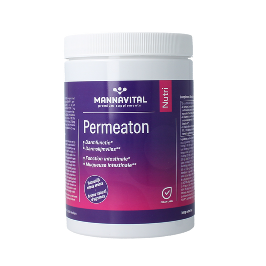 Mannavital Permeaton mineral supplement in a 360g container, part of Mannavital's multivitamin and mineral product line.